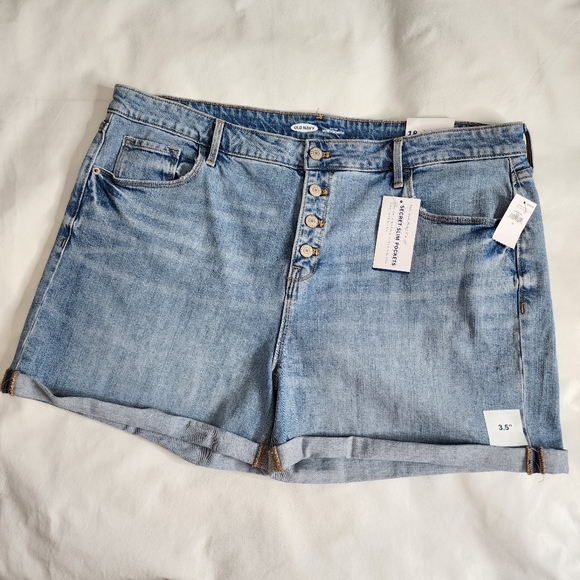 Old Navy Denim Shorts High Rise Blue Secret Slim Pockets Size 18 NWT - Picture 10 of 10
